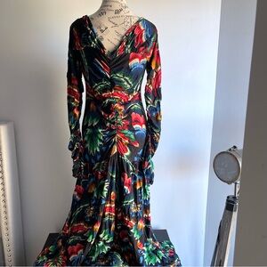 FARM Rio Blue and Red Long Sleeve Dress